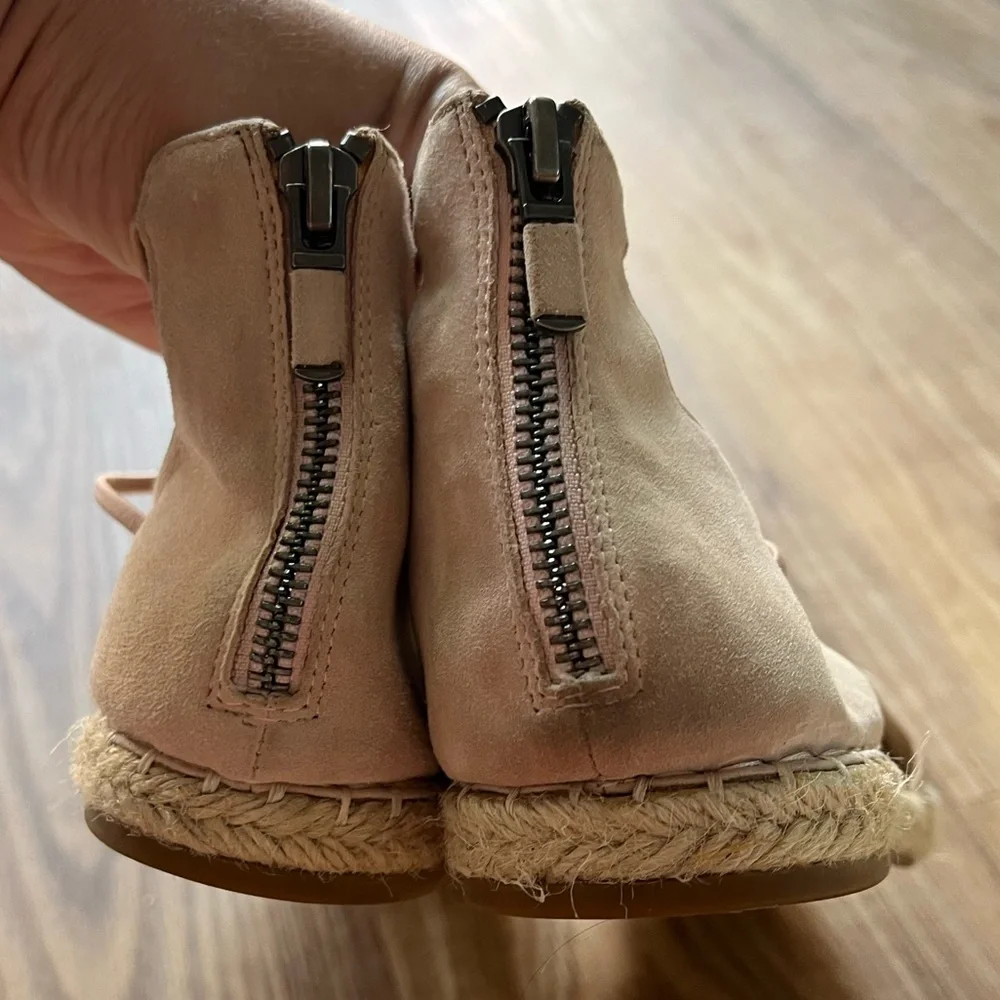Eileen Fisher Leather Lace-Up Espadrille Sandal Toffee Cream Size 10